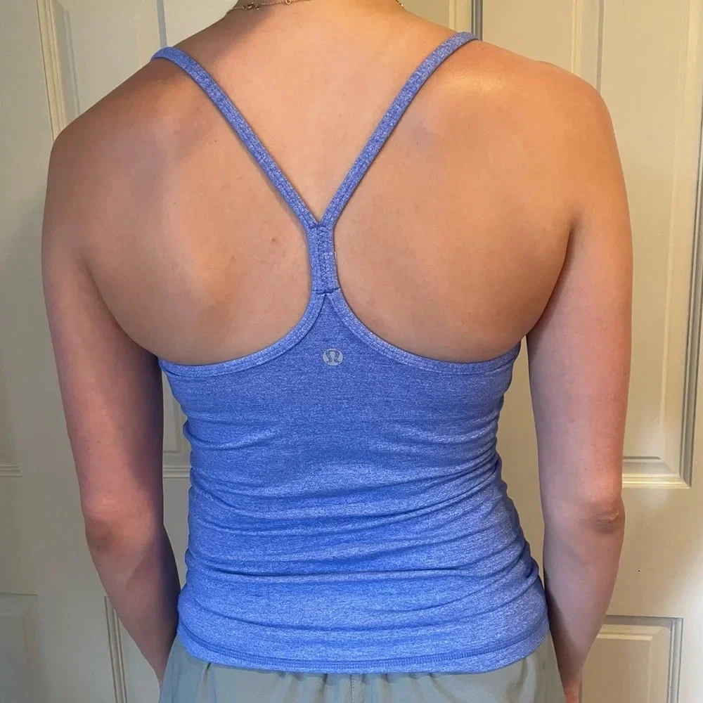 lululemon athletica Power Y Tank Heathered Blue - Picture 5 of 5